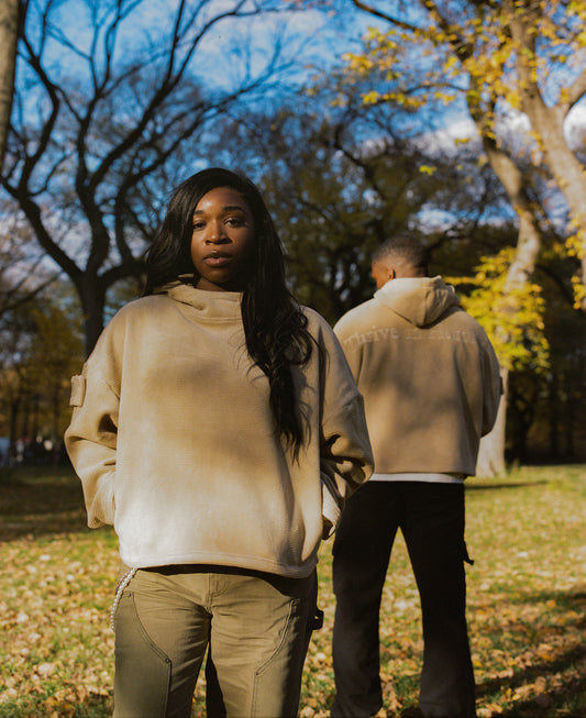 "Thrive in Humility" Beige Corduroy Hoodie